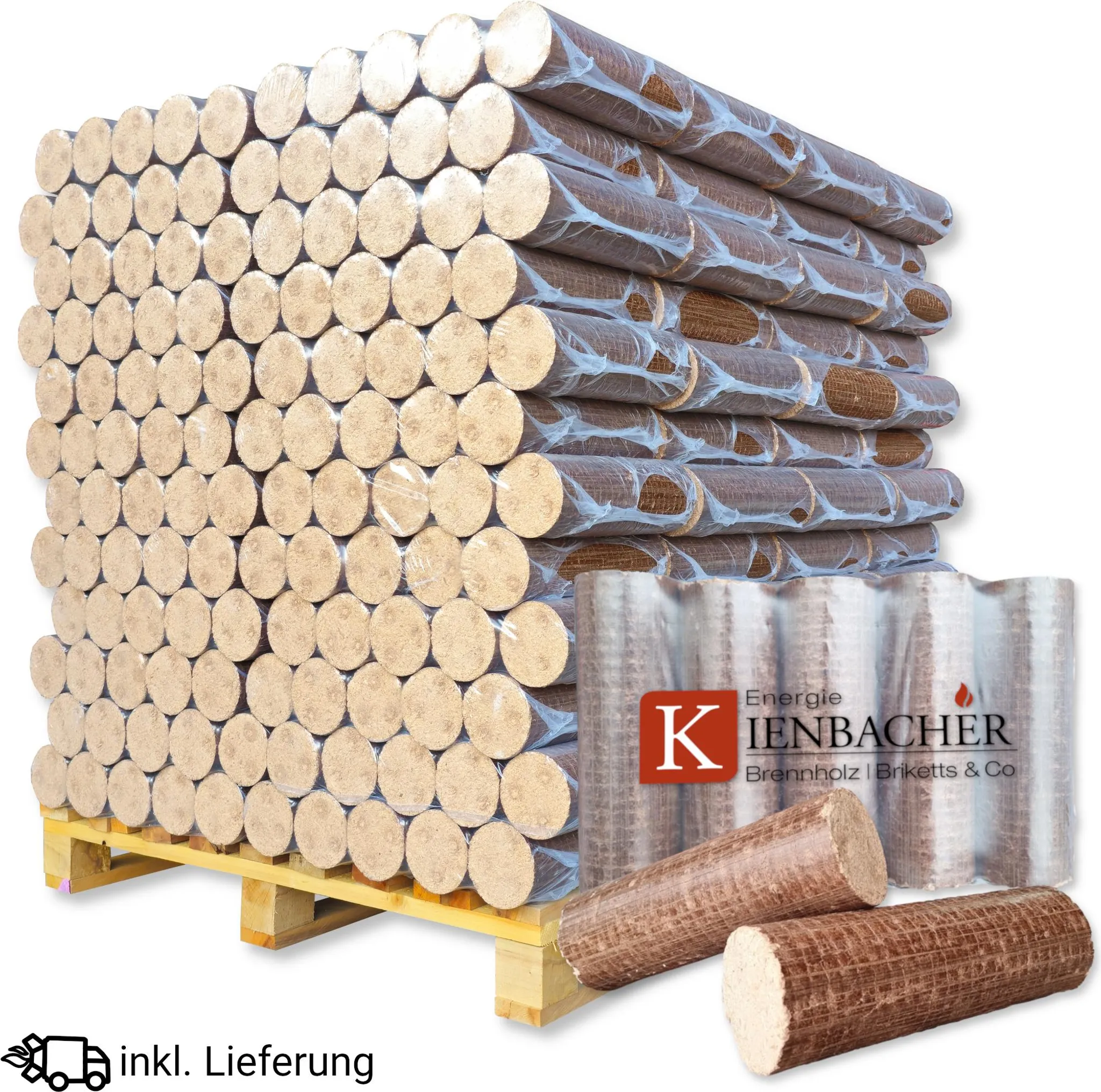 Energie Kienbacher Nestro Hartholzbriketts aus Buche und Eiche 960kg Palette Holzbrikett