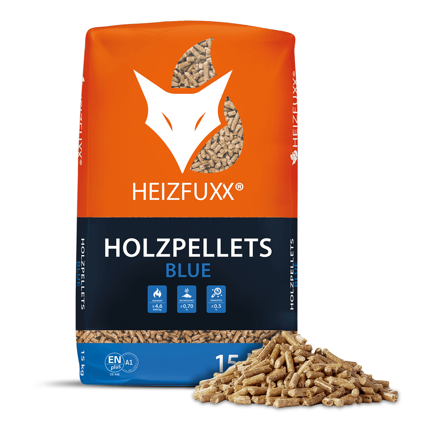 Heizfuxx Holzpellets Blue 65 x 15 kg Palette (975 kg) – ENplus A1 Premium Pellets – Bild 3