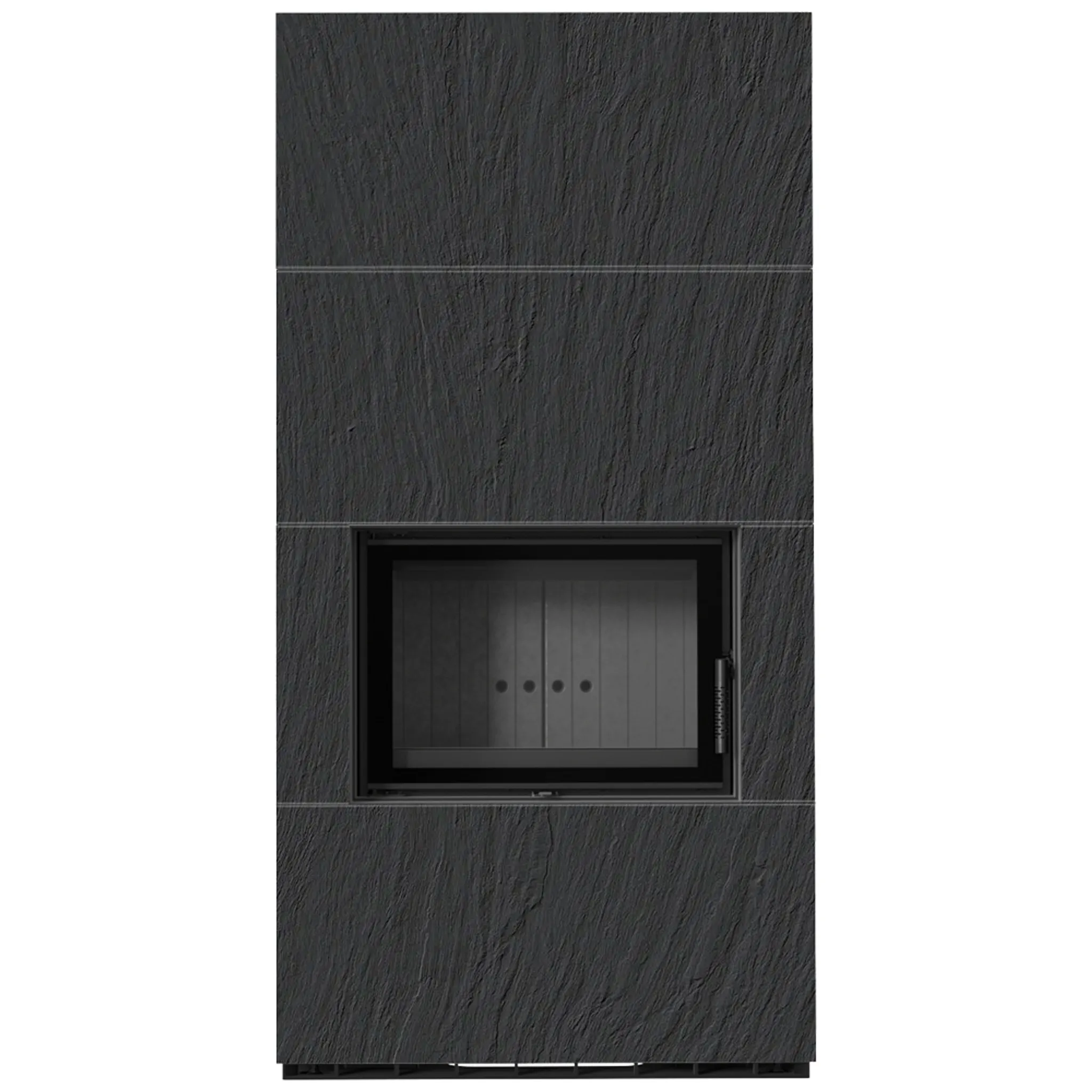Kaminbausatz KRATKI FLOKI BOX 8 kW Quarzsinter Naturali Ardesia Nero a Spacco