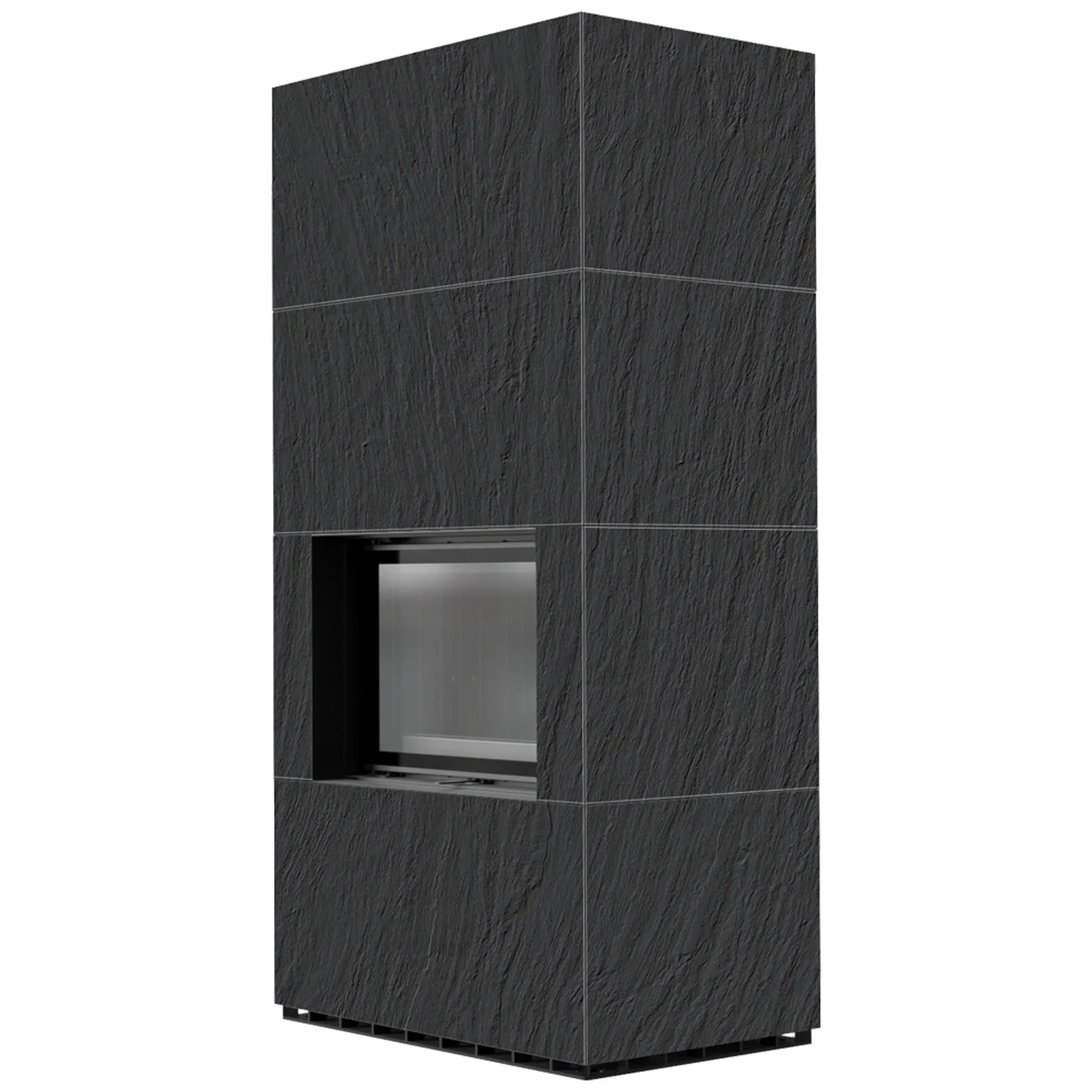 Kaminbausatz KRATKI FLOKI BOX 8 kW Quarzsinter Naturali Ardesia Nero a Spacco
